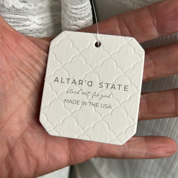 Altar’d State White Lace‎ & Stretch Knit Mock Neck Top NWT Sz Large - Picture 12 of 14